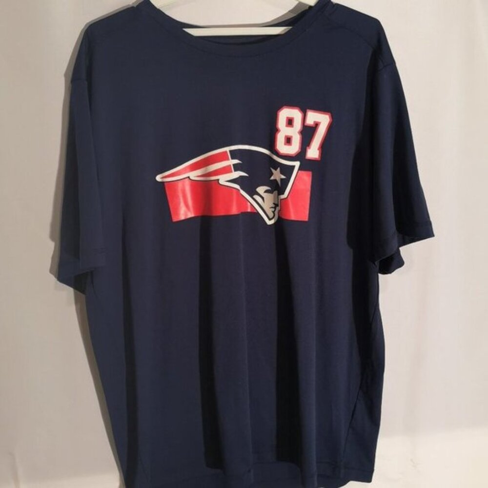 NFL Team Apparel Mens Size Large Navy Short Sleeve 87 Gronkowski Tshirt